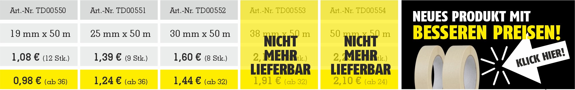 TD Kreppband Profi 80C Staffelpreise ausverkauf TD Kreppband Profi 80C Staffelpreise ausverkauf