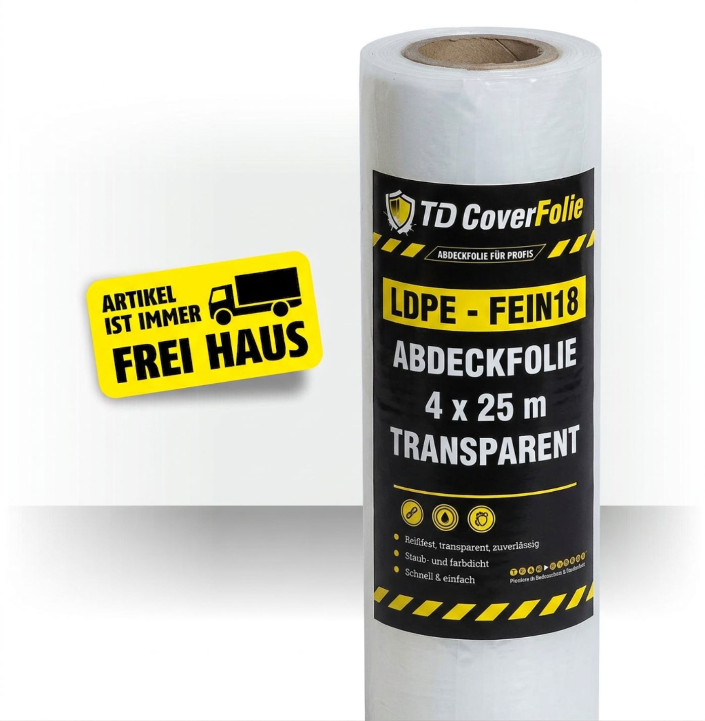 Featured image for “Abdeckfolie Malerabdeckfolie LDPE 18 my „fein18“ Rolle 4 x 25 m”