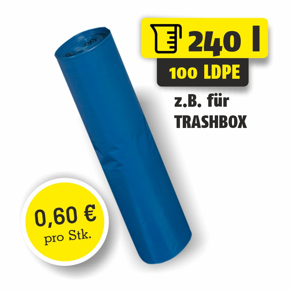 Featured image for “Müllsack 240 Liter – LDPE 100 – Preis für 10 Sack”