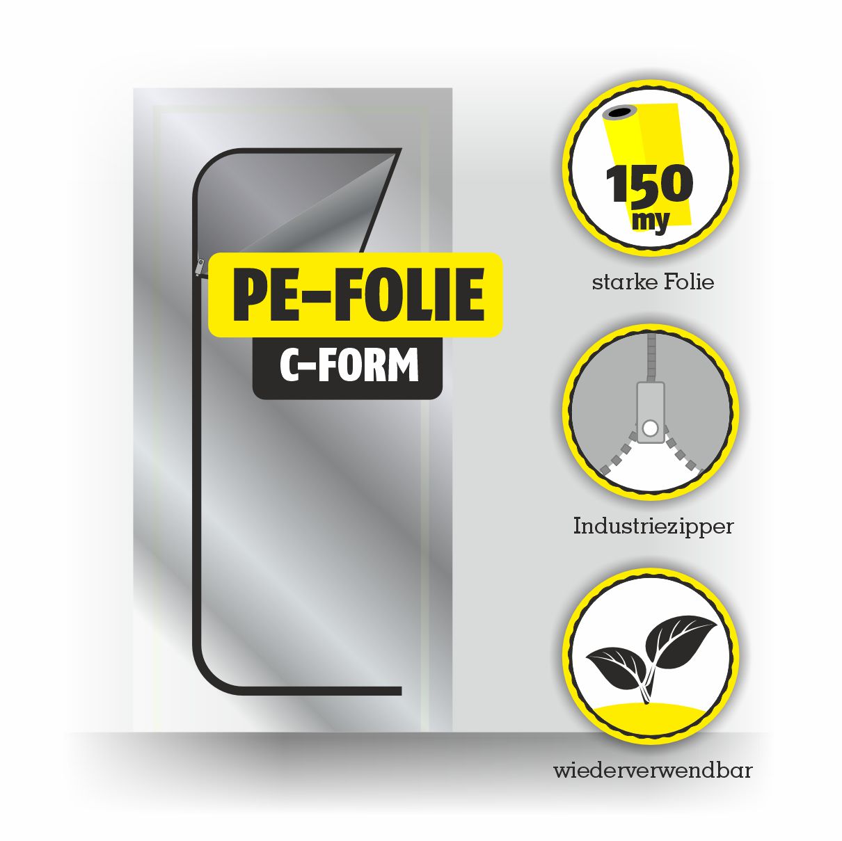 Featured image for “Staubschutztür Meister ZIP PE-Folie C-Durchgang 1,2 x 2,2 m”