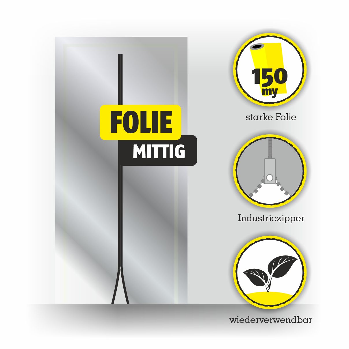 Featured image for “Staubschutztür Folie MEISTER ZIP 220 x 120 RV mittig”