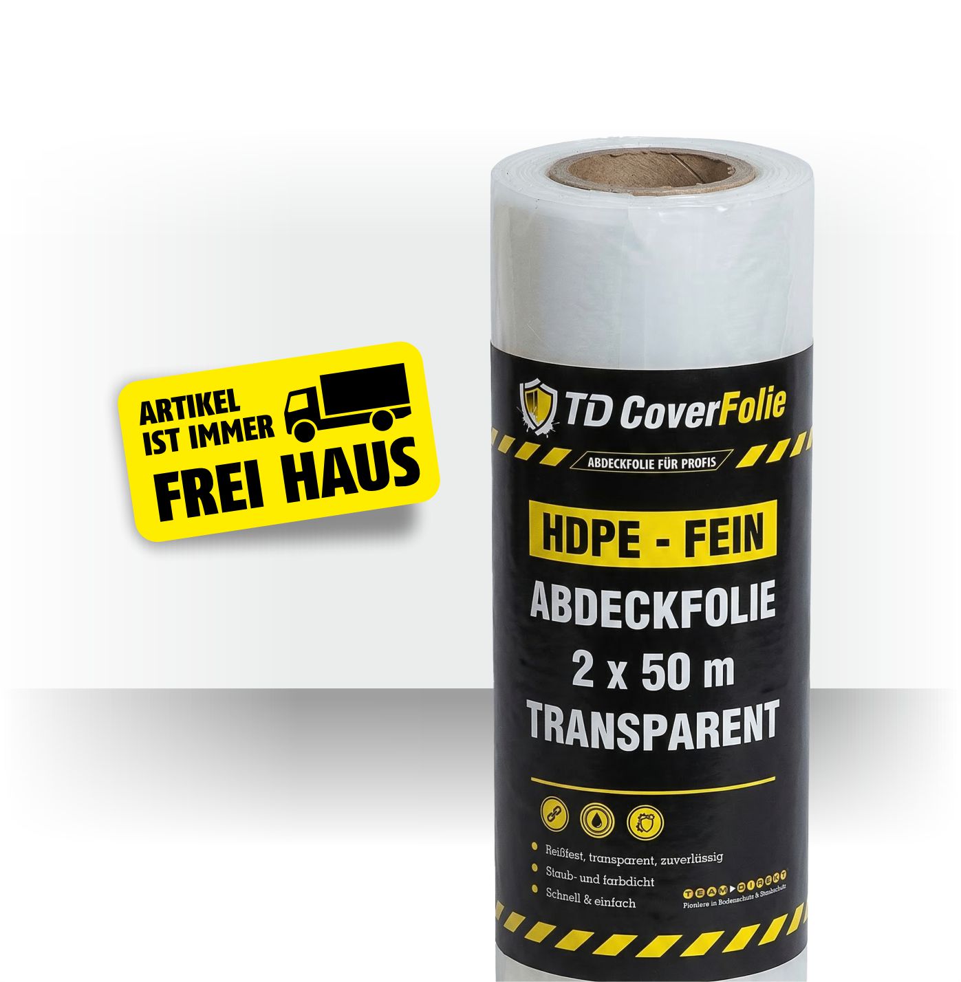 Featured image for “Abdeckfolie transparent HDPE 30 my „fein“ Rolle 2 x 50 m”