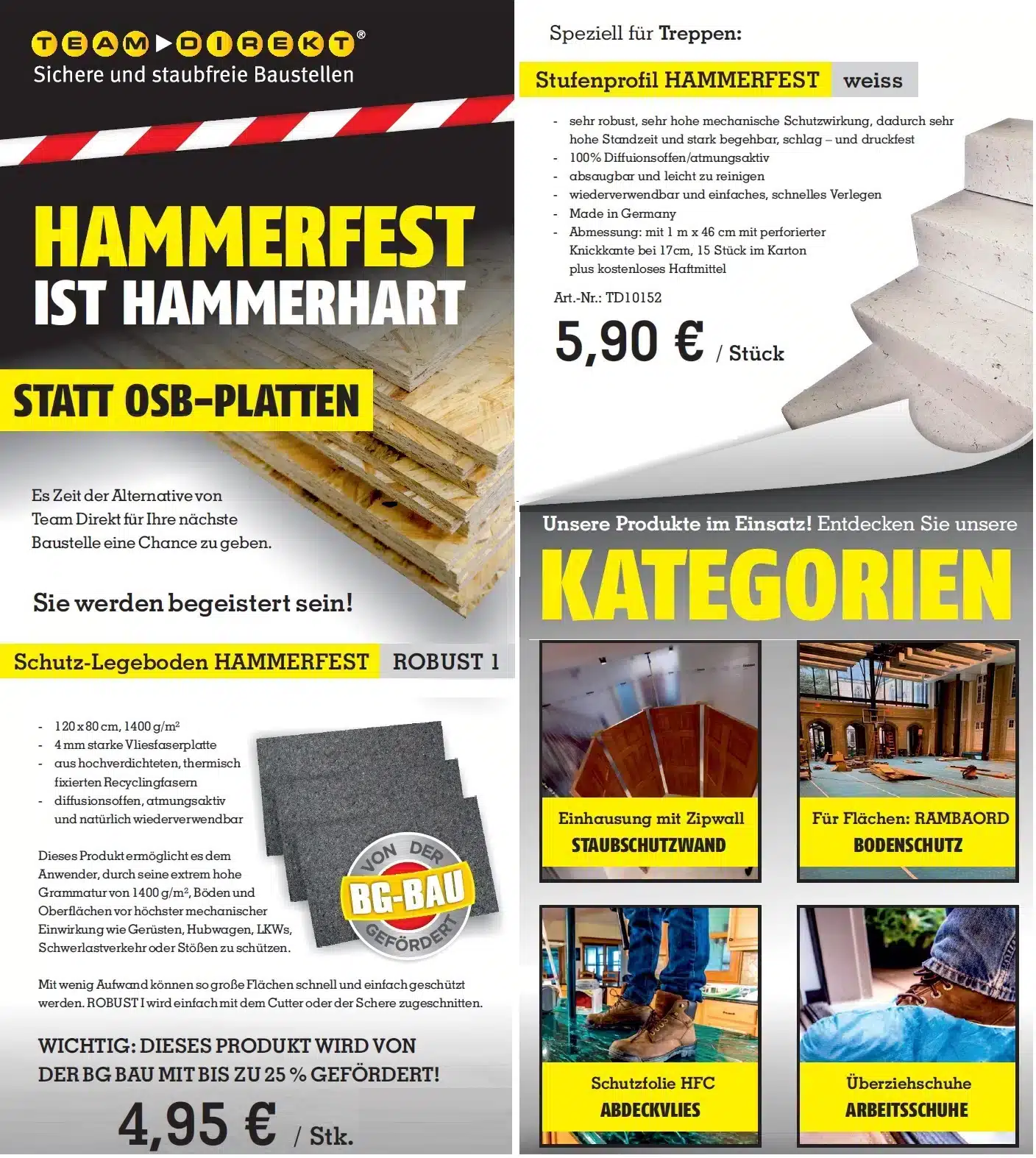 Featured image for “Schutzlegeboden “Hammerfest” kaufen – und 25 % BG-Bau Förderung kassieren”