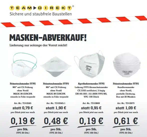 Featured image for “Wir leeren unser Lager: Masken Abverkauf zum Sonderpreis”