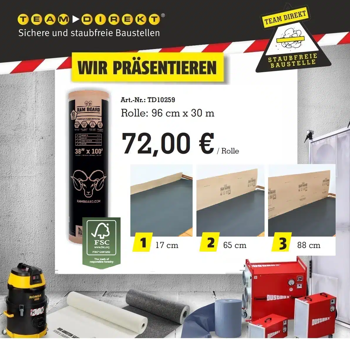 Featured image for “Bodenschutz mit integriertem Wandschutz: sauberer Abschluss zur Wand”