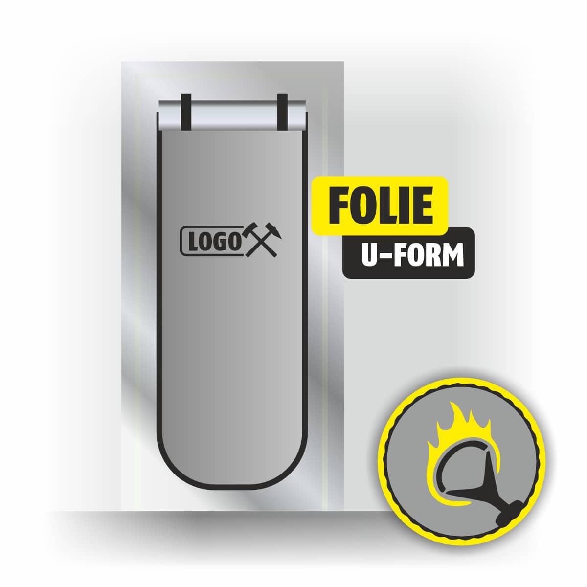 Featured image for “MIT IHREM FIRMENLOGO Staubschutztür aus PE-Folie U-FORM”