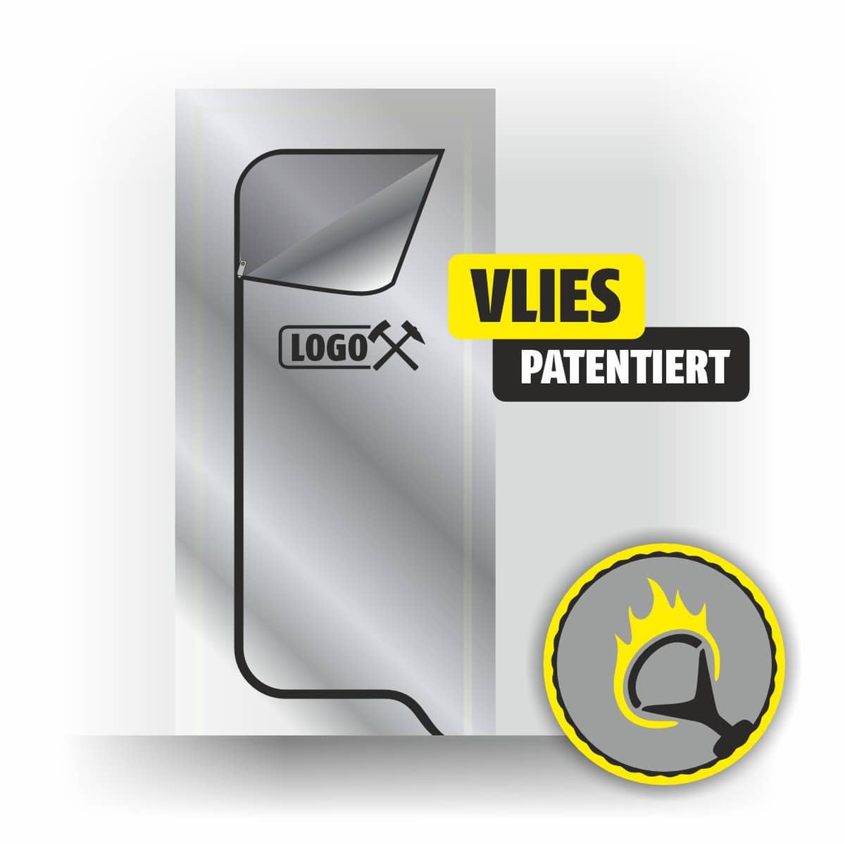 Featured image for “Mit Ihrem Firmenlogo Staubschutztür VLIES DUO PATENTIERT atmungsaktiv 1,00 x 2,20”