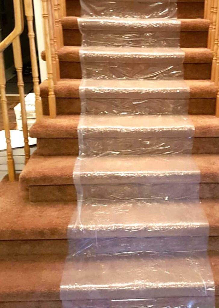 Treppe mit Teppich Schutzfolie