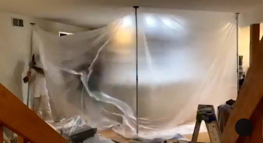Folienwand stellen Einhausung