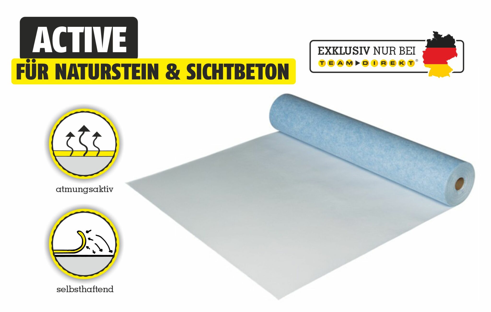 Featured image for “ACTIVE – 1 x 25 das erste atmungsaktives Abdeckvlies für Naturstein und Sichtbeton”