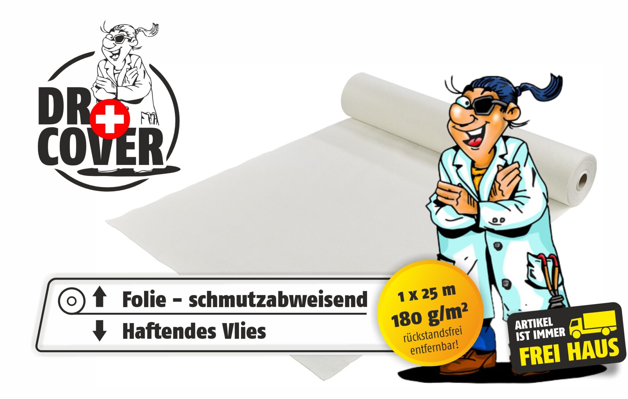 Featured image for “Dr. Cover – Das selbsthaftende Abdeckvlies 180 mit Doktortitel”