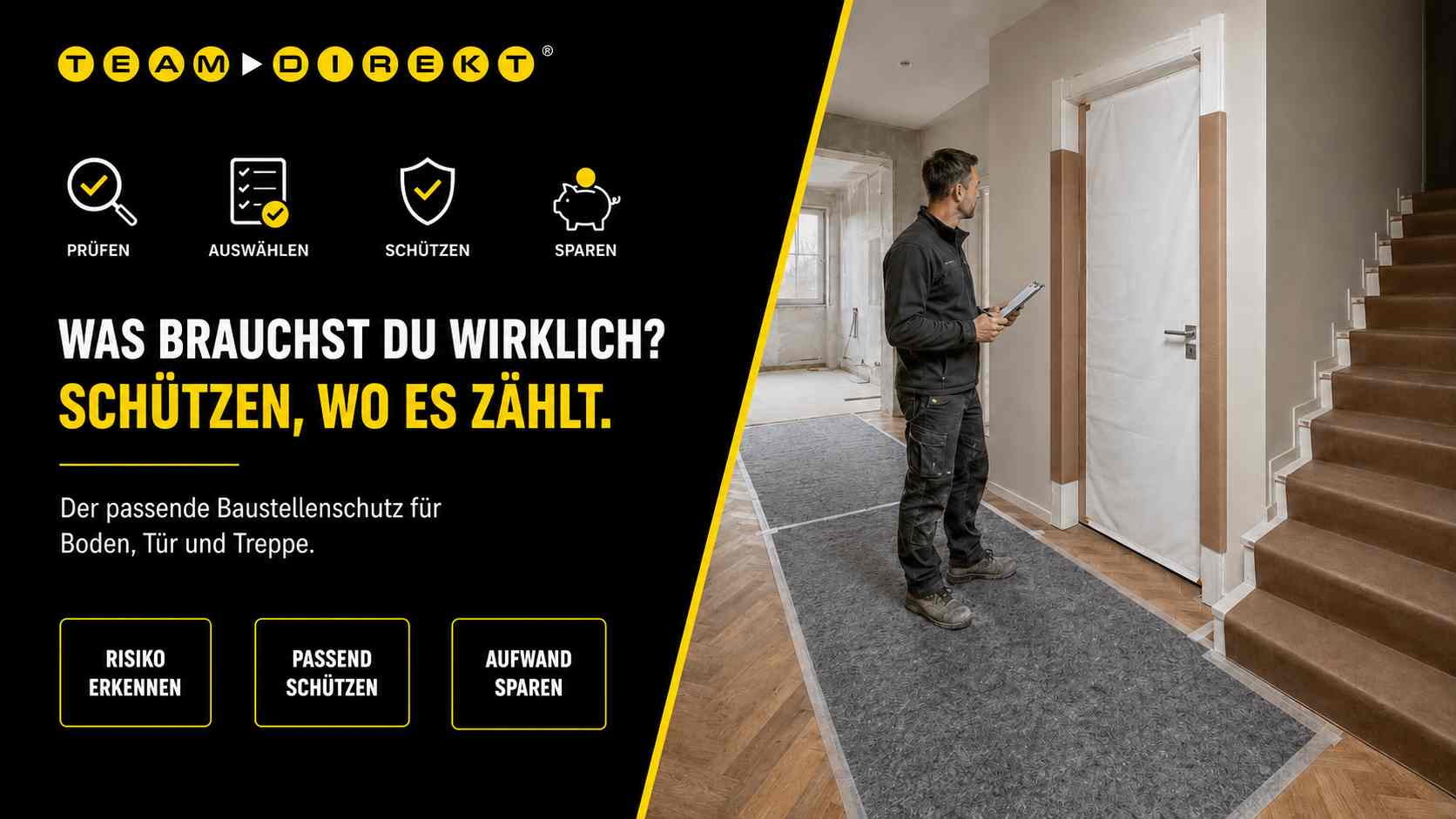 Featured image for “Bodenschutz, Türschutz oder Treppenschutz – Was brauchst Du wirklich auf Deiner Baustelle?”