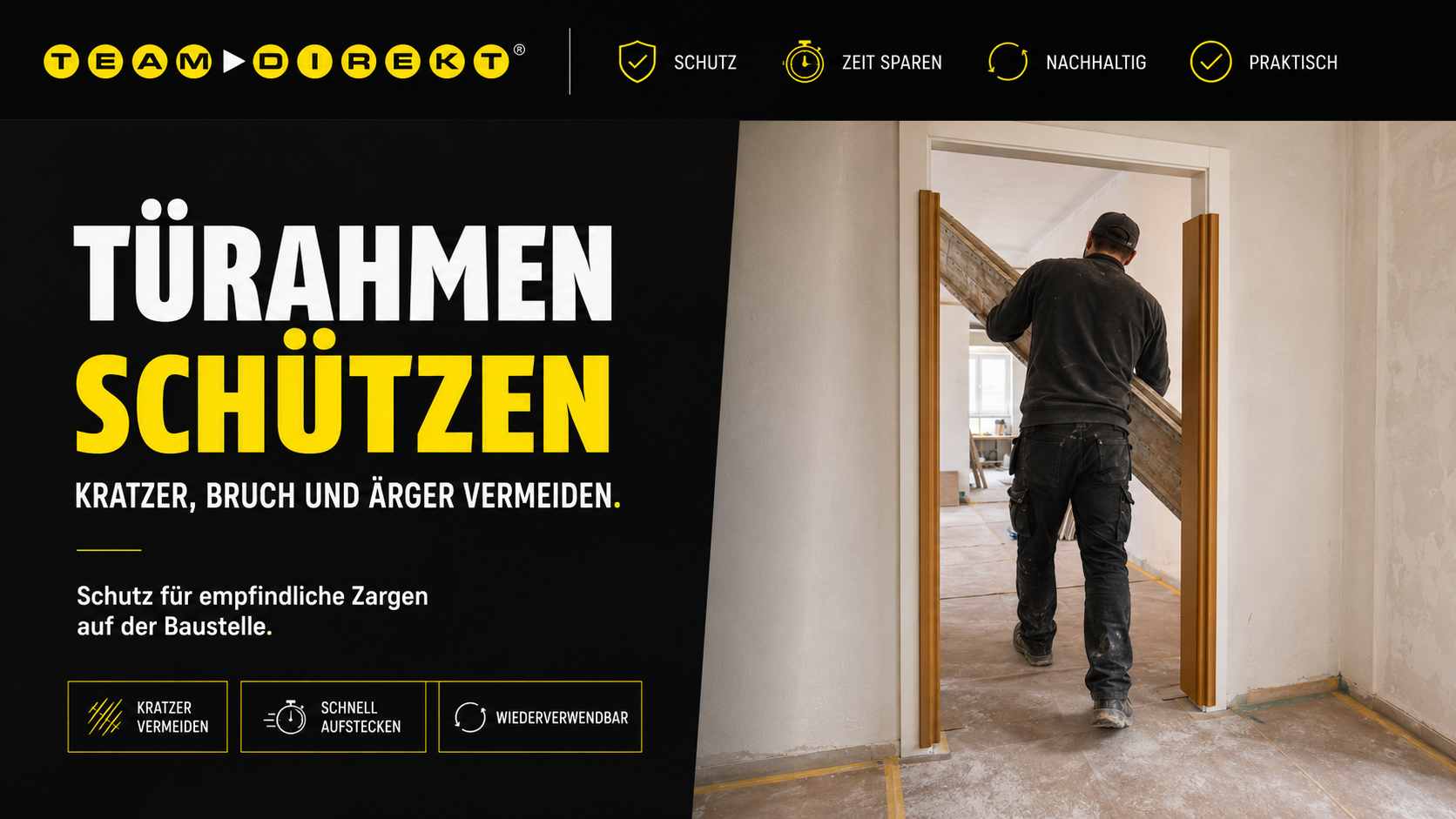 Featured image for “Türrahmen schützen auf der Baustelle – So vermeidest Du Kratzer, Bruch & Ärger”