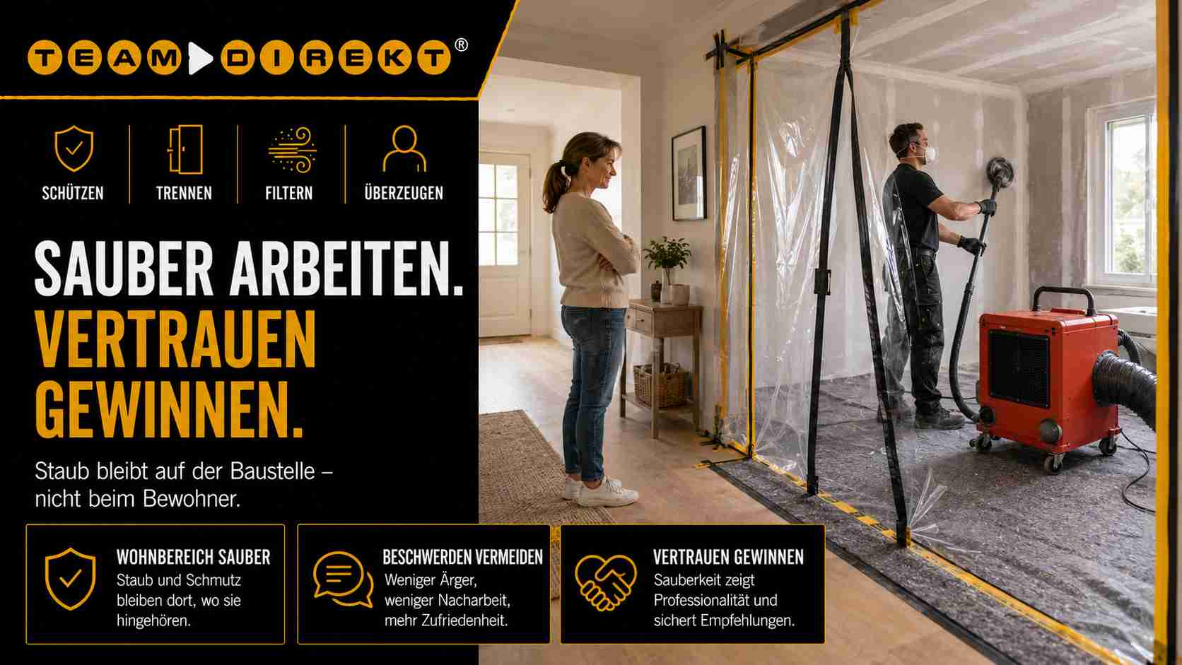 Featured image for “Staubschutz im bewohnten Gebäude: So überzeugst du Kunden UND Bewohner”