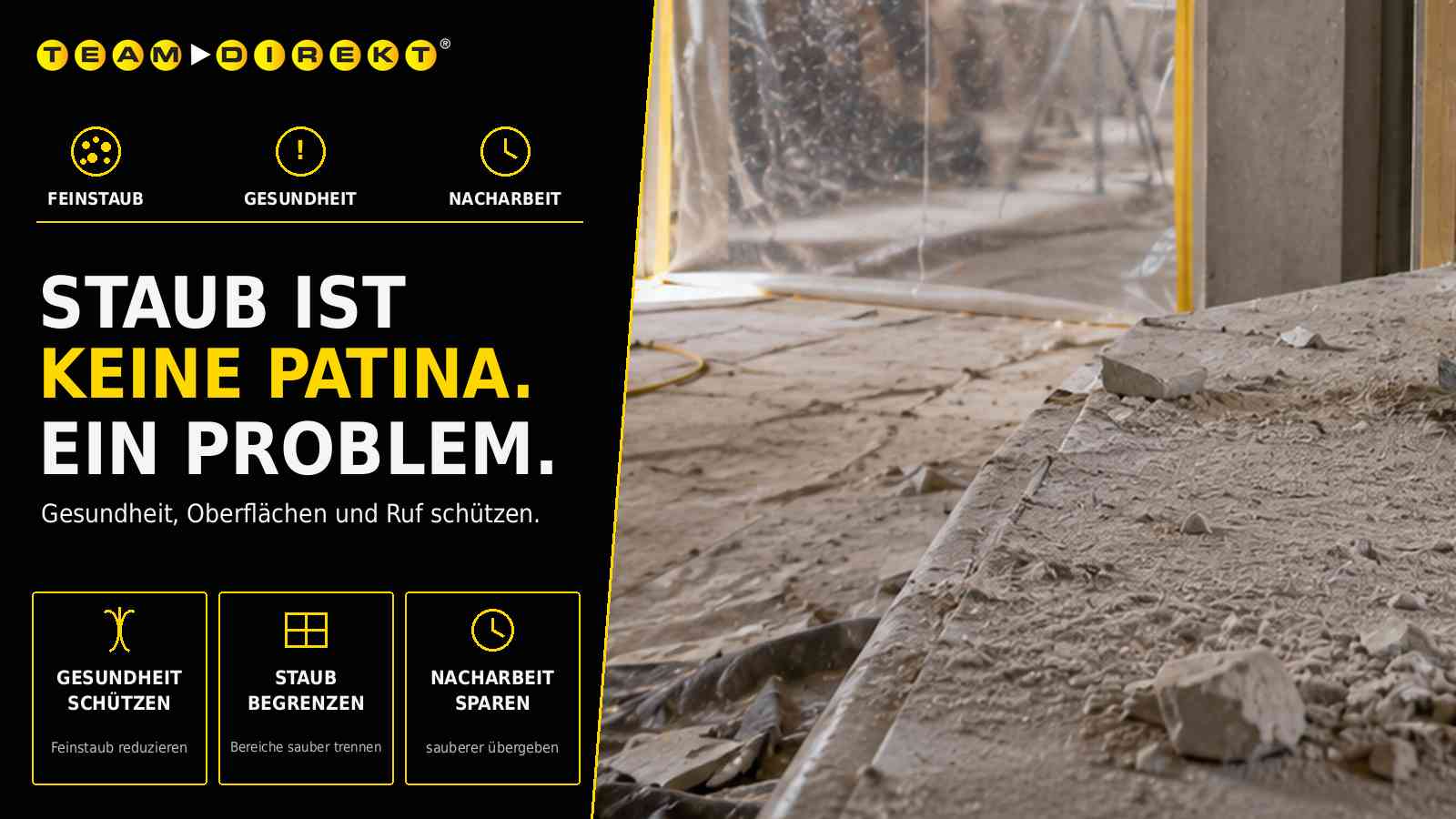 Featured image for “Staub auf der Baustelle? – Das ist keine Patina, das ist ein Problem!”