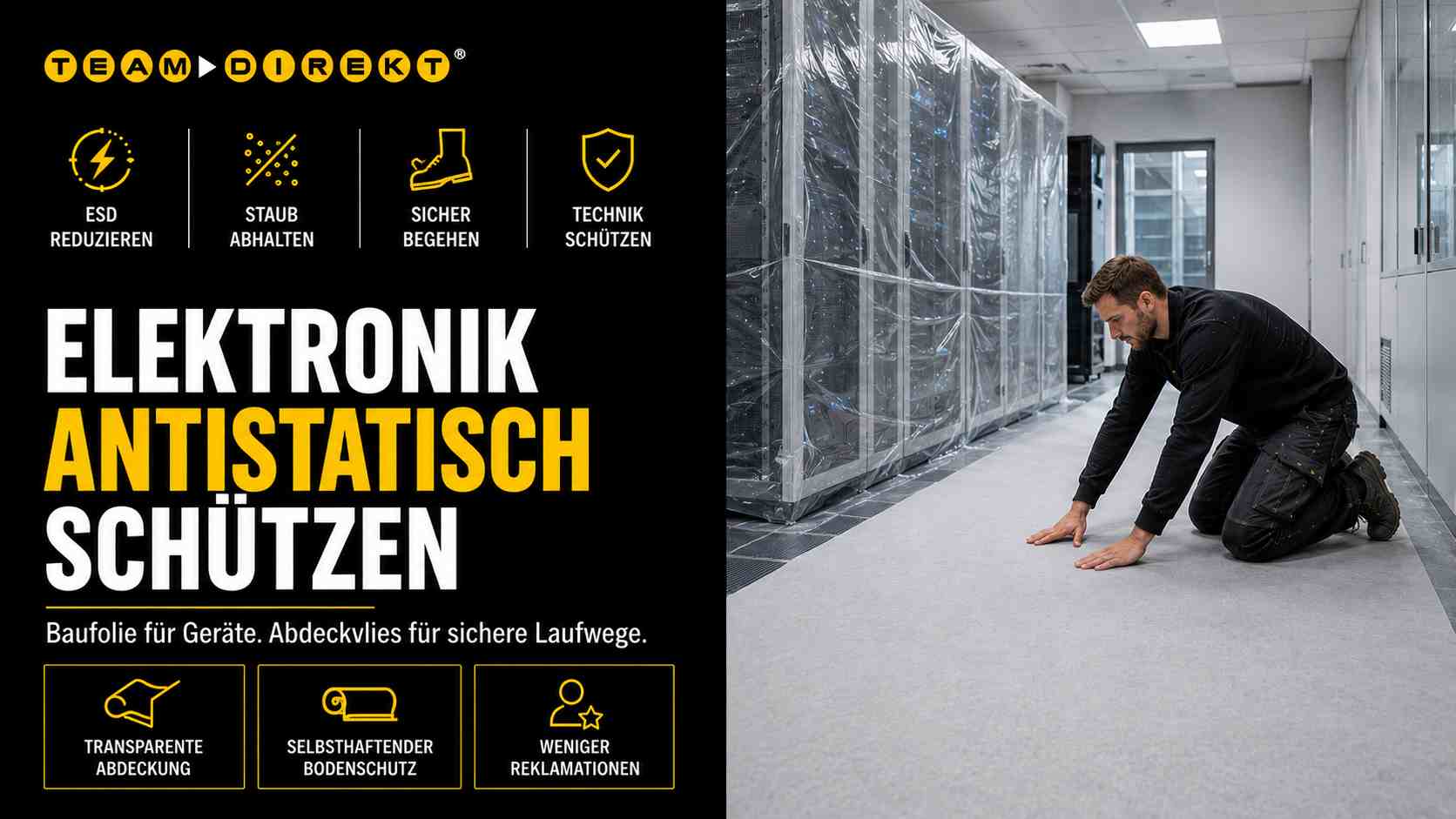 Featured image for “Antistatische Baufolie & Abdeckvlies – So schützt Du Elektronik auf der Baustelle richtig”