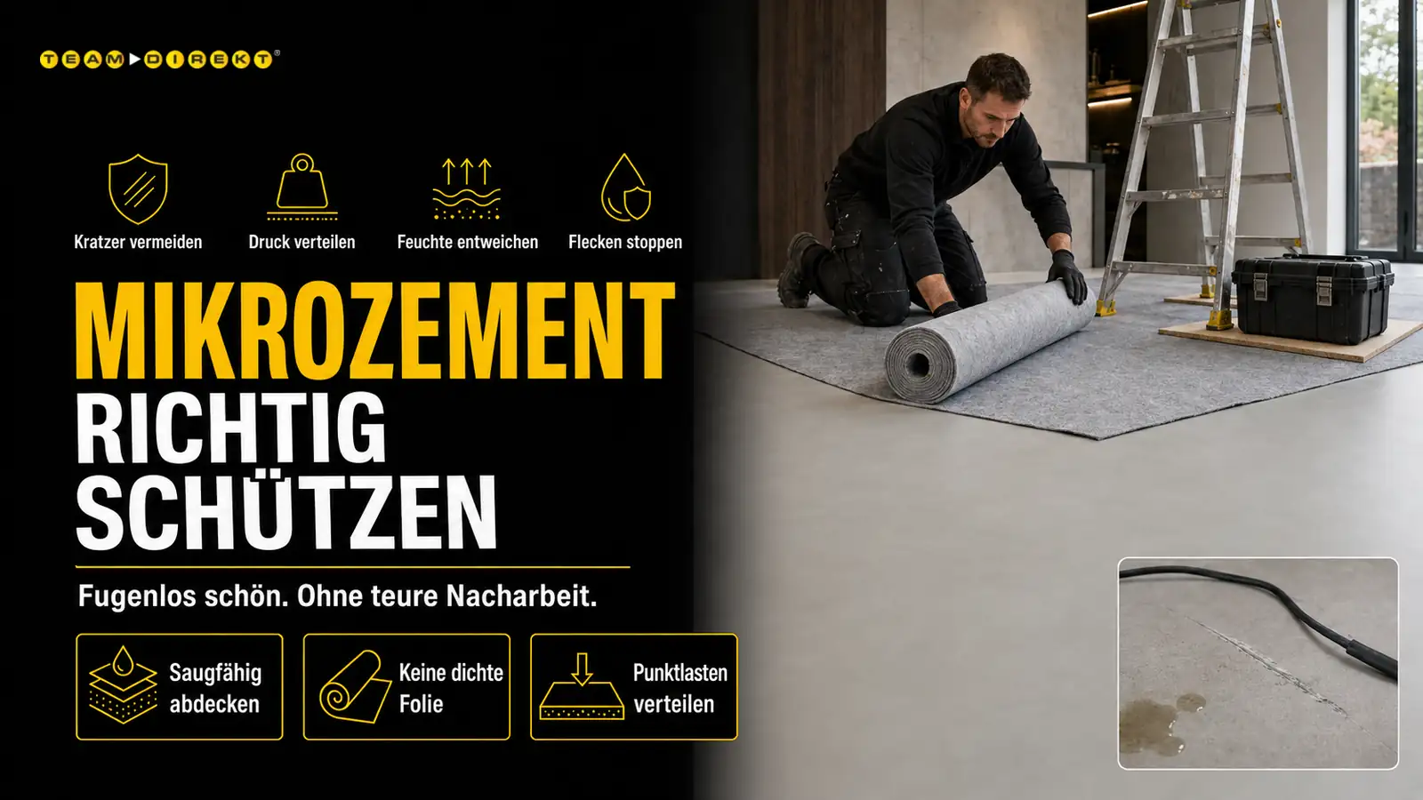 Featured image for “Mikrozement auf der Baustelle schützen: so bleibt der Designboden makellos”