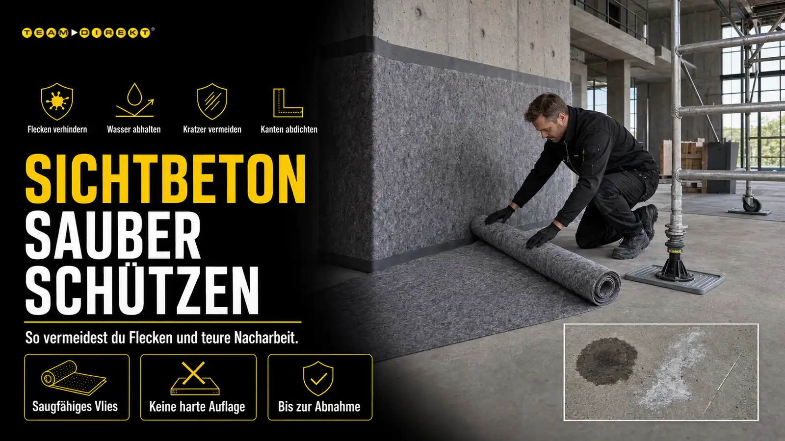 Featured image for “Sichtbeton auf der Baustelle schützen: Flecken, Ausblühungen & Kratzer sicher vermeiden”