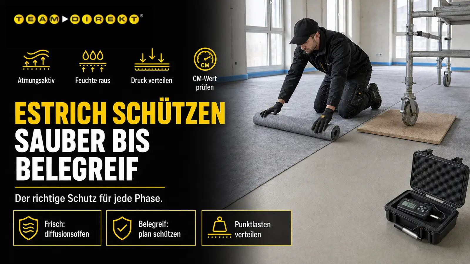 Featured image for “Estrich und Beton schützen: von frisch bis belegreif”