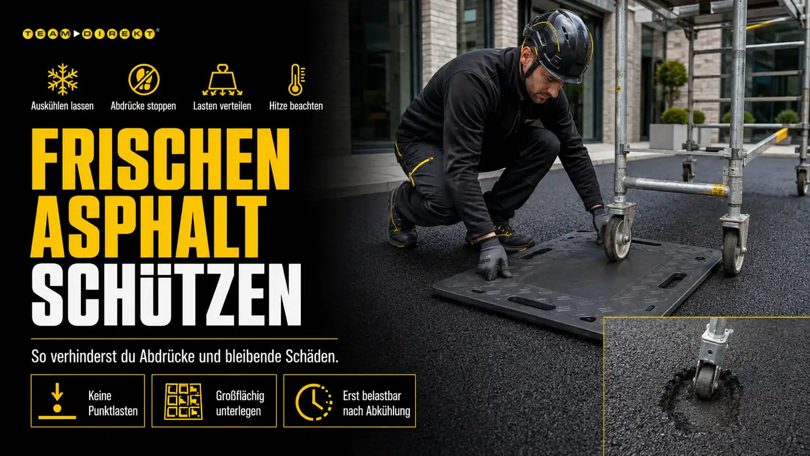 Featured image for “Frisch eingebrachten Asphalt schützen: Abdrücke und Schäden vermeiden”
