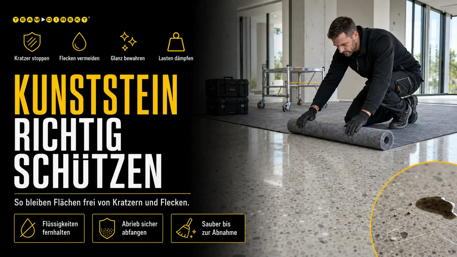 Featured image for “Kunststein schützen: Kratzer und Flecken auf der Baustelle vermeiden”