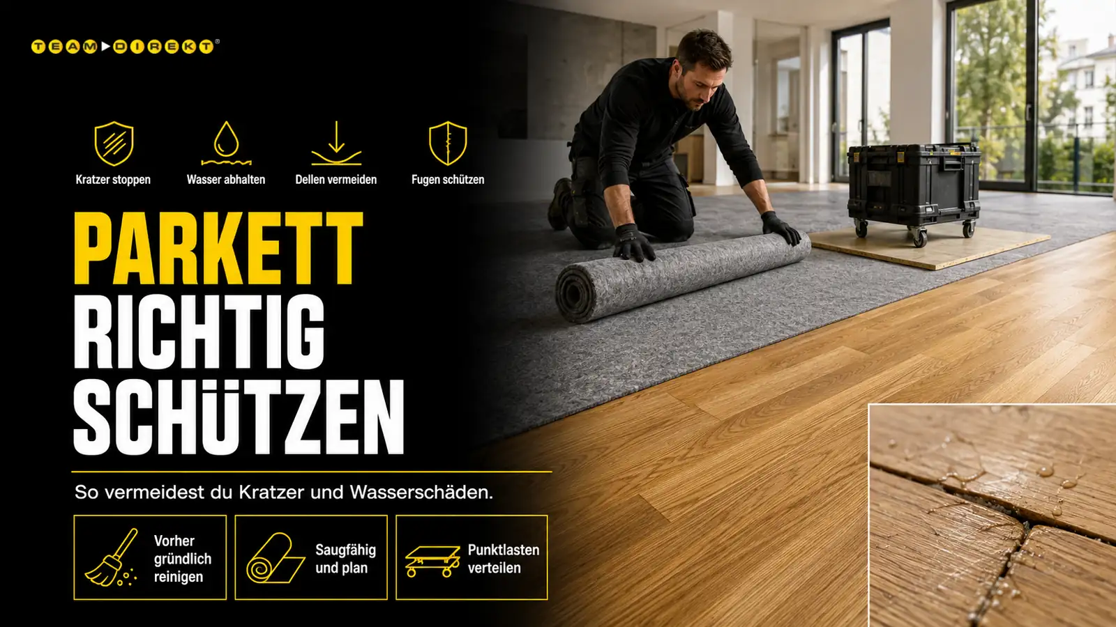 Featured image for “Parkett schützen: Kratzer und Wasserschäden vermeiden”