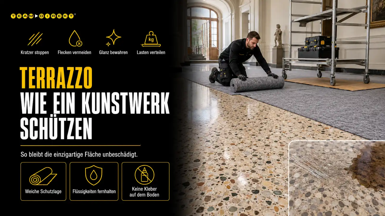 Featured image for “Terrazzo schützen: das Kunstwerk unbeschädigt übergeben”