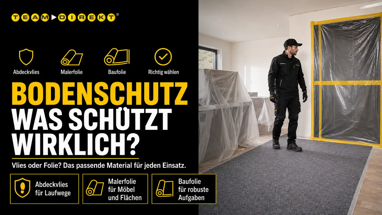 Featured image for “Abdeckvlies, Baufolie oder Malerfolie: was schützt den Boden wirklich?”