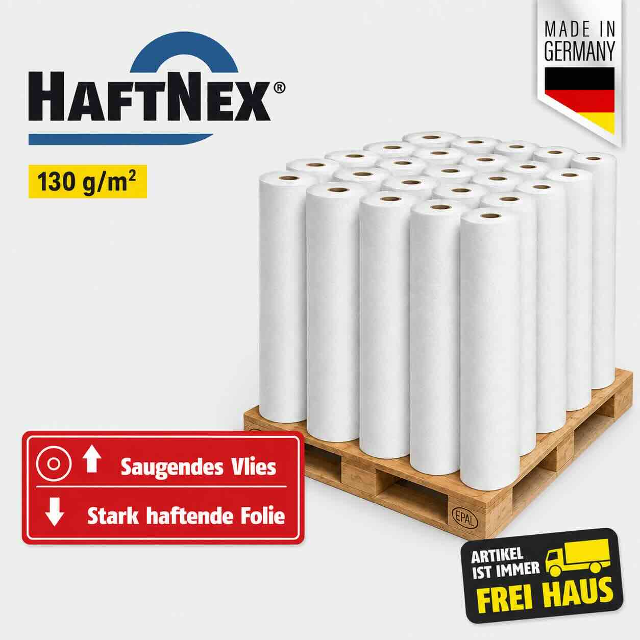 Featured image for “Abdeckvlies selbstklebend HaftNex® Palette 130 g/m² 1 x 25 und 1 x 50”