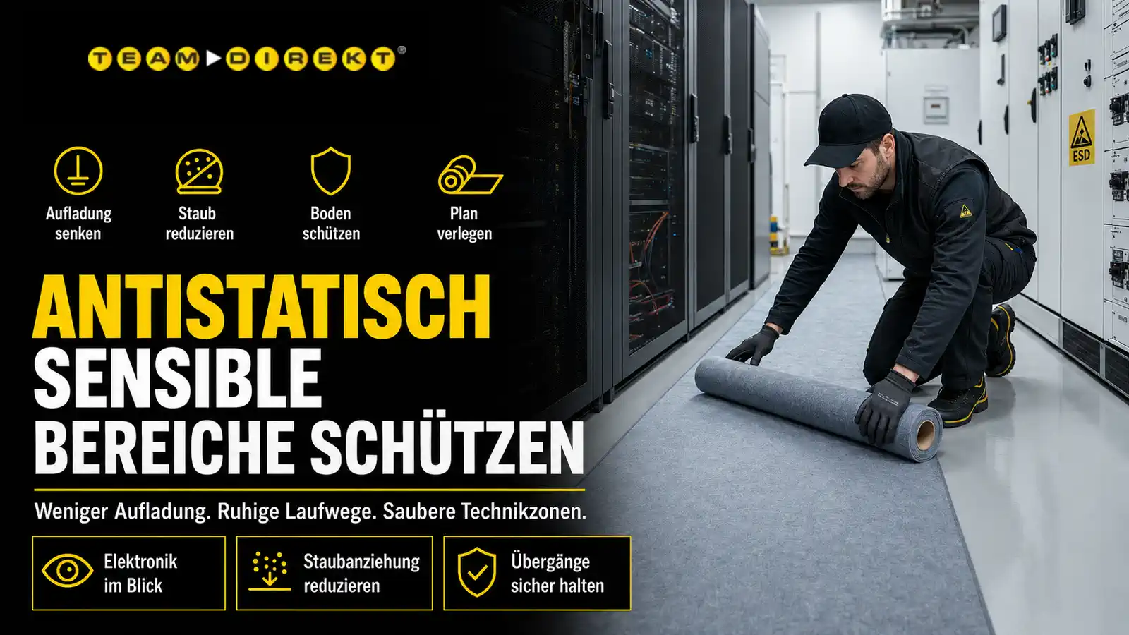 Featured image for “Antistatisches Abdeckvlies für sensible Bereiche: Bodenschutz mit weniger Aufladung”