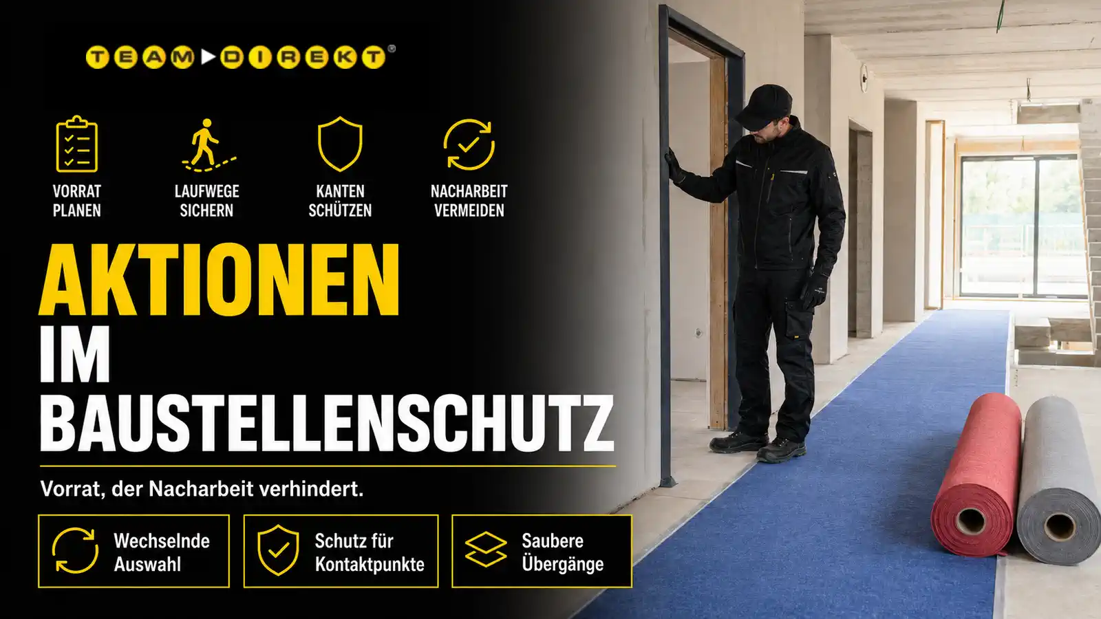 Featured image for “Bodenschutz auf Baustellen: Laufwege, Türzonen und Fenster richtig schützen”