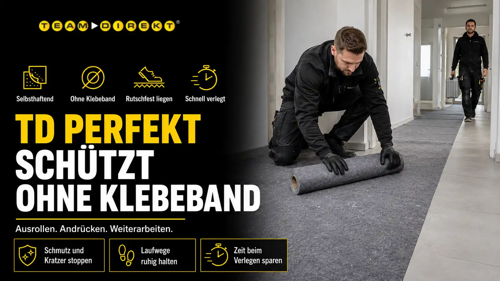 Featured image for “TD PERFEKT Abdeckvlies: Selbsthaftender Bodenschutz für Renovierung und Sanierung”