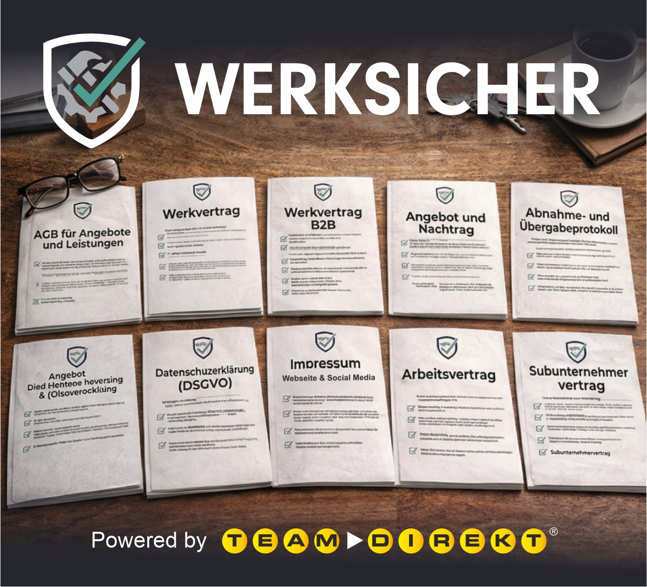 Featured image for “WERKSICHER® – 10 rechtssichere Standardverträge für Handwerksbetriebe”