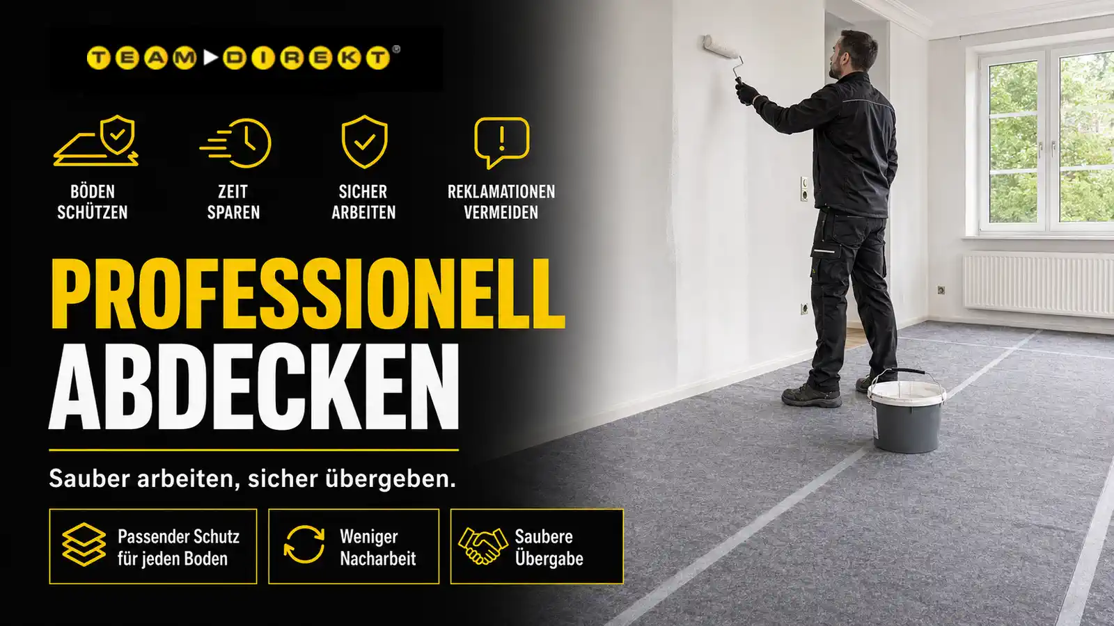 Featured image for “Professionell abdecken bei Malerarbeiten – so schützt du Böden, sparst Zeit und vermeidest Reklamationen”