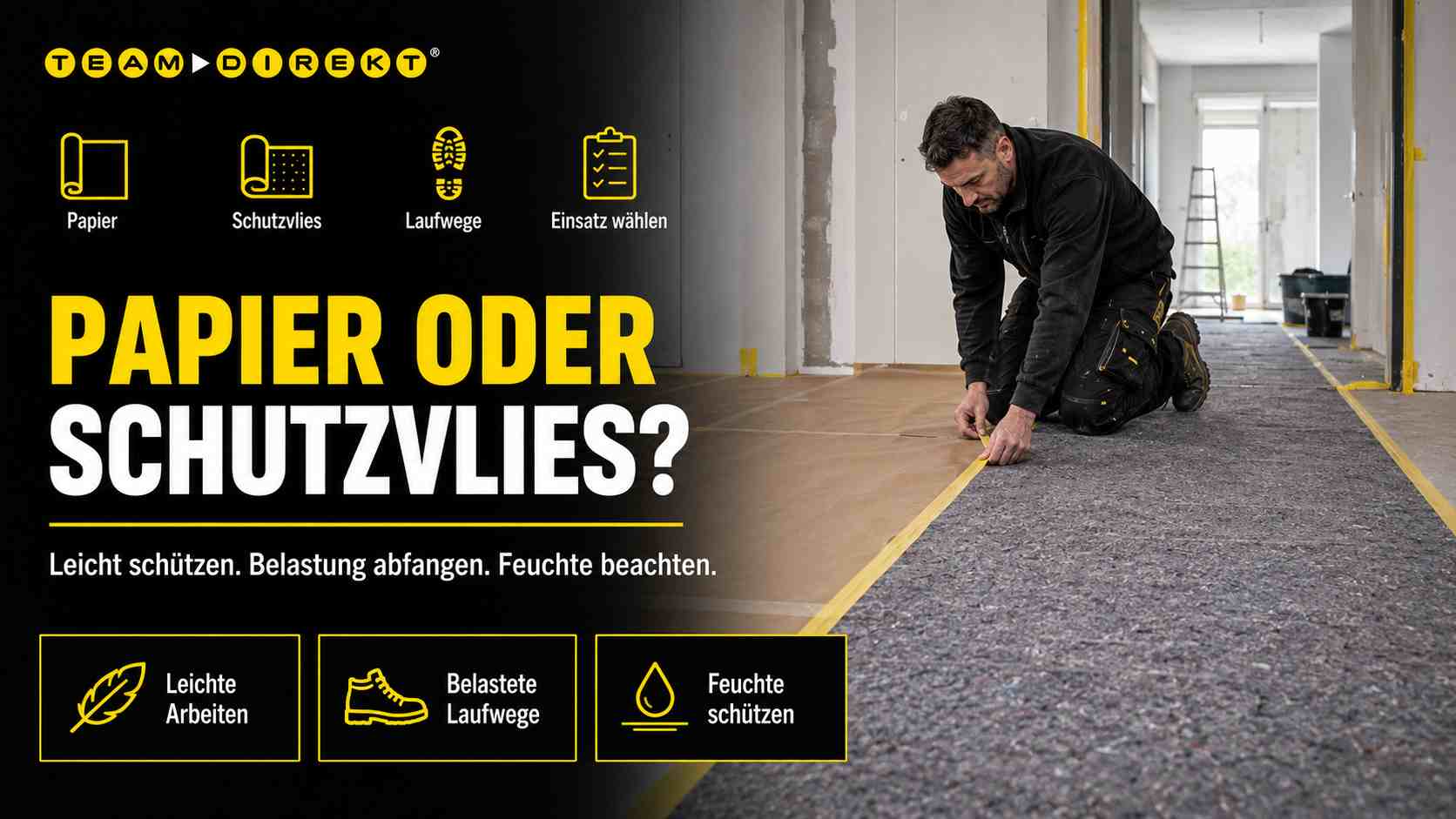 Featured image for “Wann reicht Abdeckpapier – und wann braucht man Schutzvlies?”