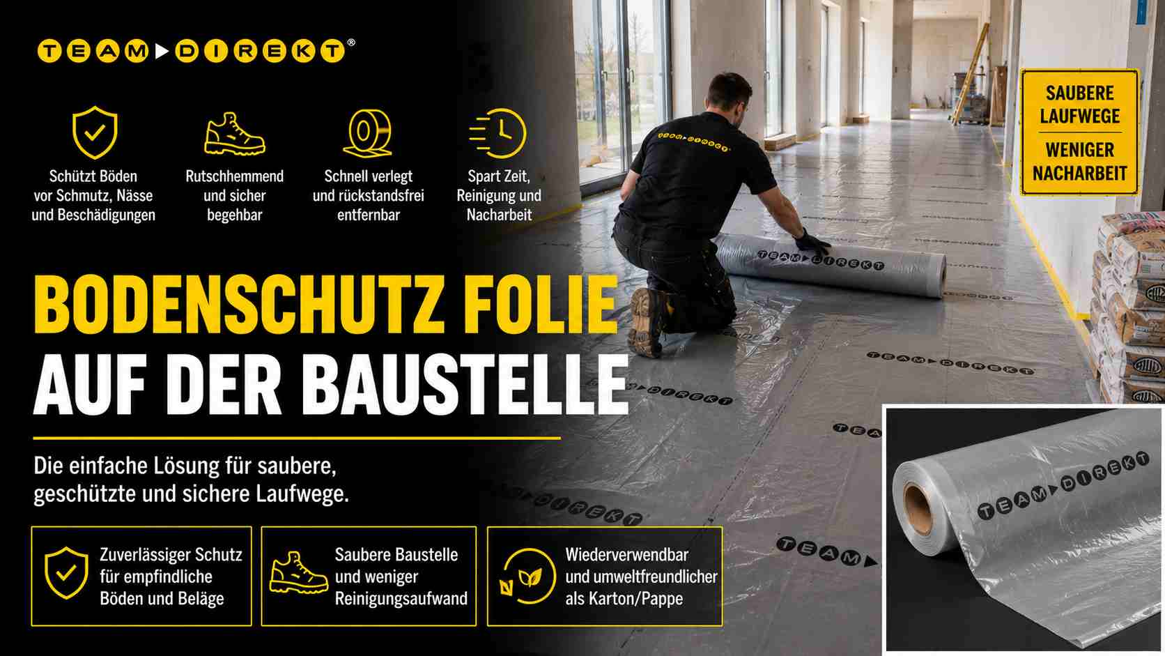 Featured image for “Bodenschutz Folie auf der Baustelle richtig einsetzen”