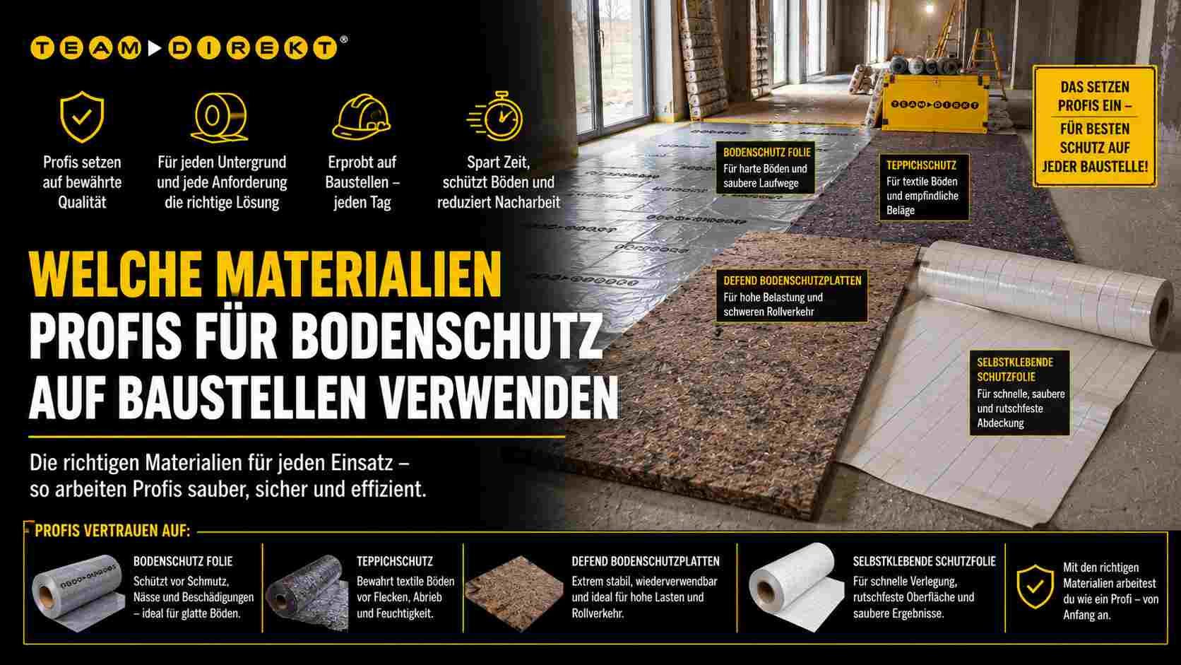 Featured image for “Welche Materialien Profis für Bodenschutz auf Baustellen verwenden”