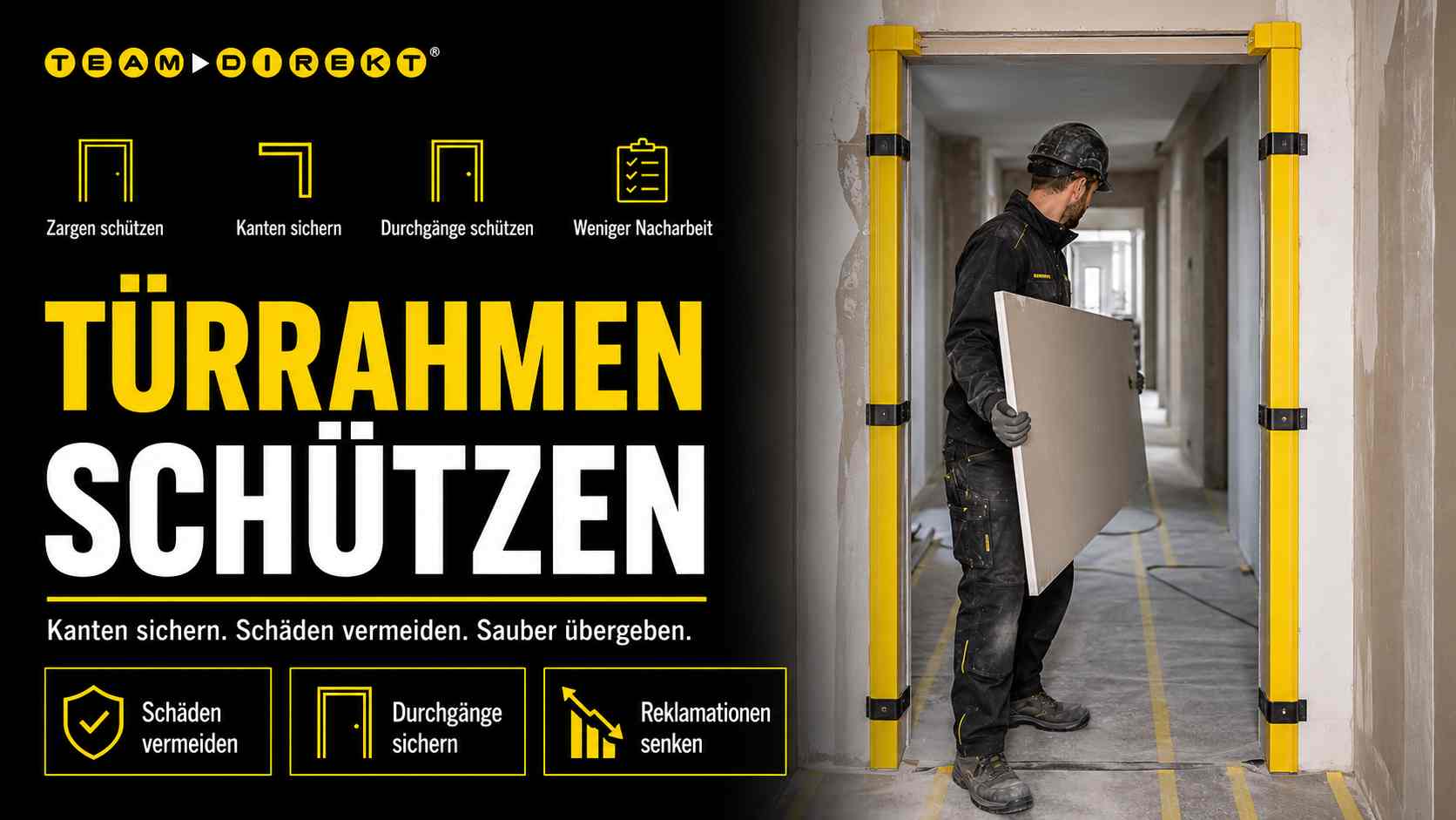 Featured image for “Türrahmenschutz auf Baustellen: Warum ungeschützte Zargen schnell teuer werden”