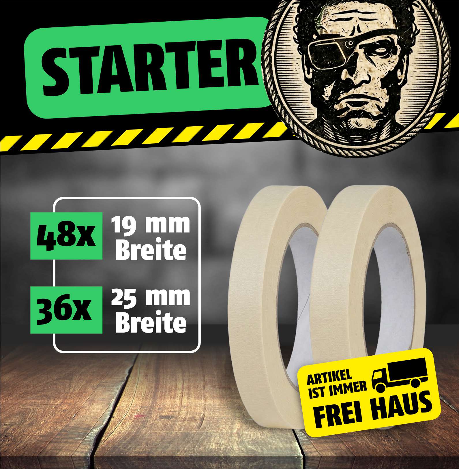 Featured image for “Kreppband STARTER Paket 84 Rollen sortiert”