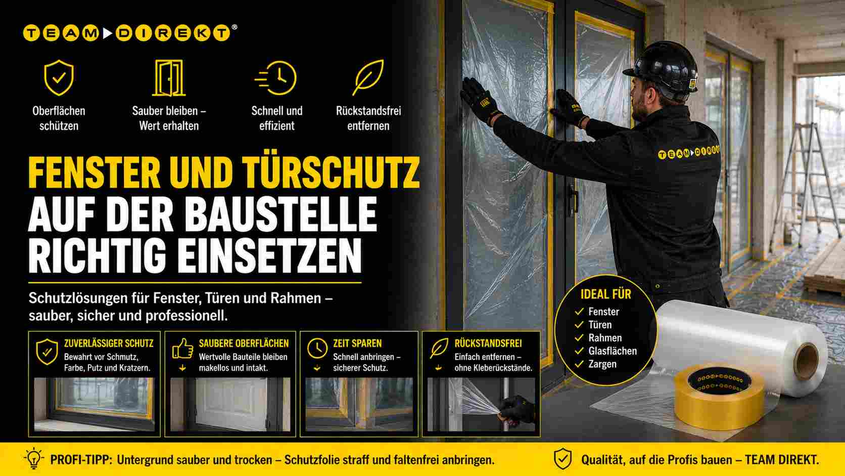 Featured image for “Fenster und Türen auf der Baustelle schützen: So vermeidest du Kratzer, Schmutz und Nacharbeit”