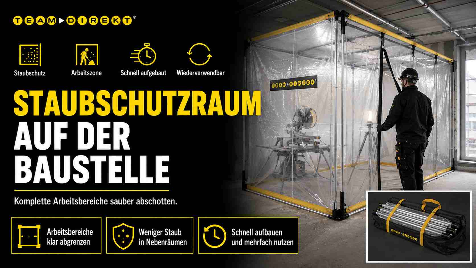 Featured image for “Staubschutzraum auf Baustellen: Wenn Türen und Wände für saubere Arbeitsbereiche nicht mehr ausreichen”