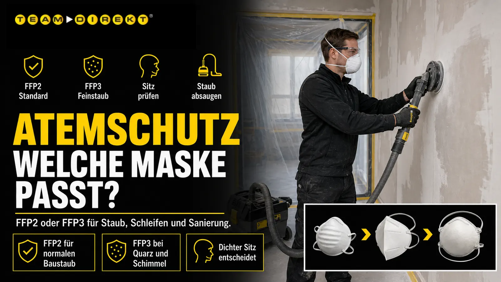 Featured image for “Atemschutzmasken auf der Baustelle: Welche Maske passt zu Staub, Schleifen und Sanierung?”