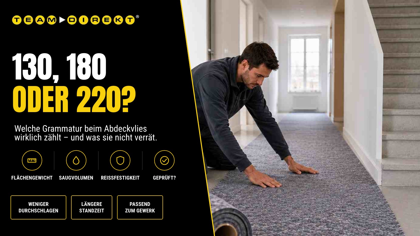 Featured image for “130, 180 oder 220 g/m²: Welche Grammatur beim Abdeckvlies wirklich zählt”
