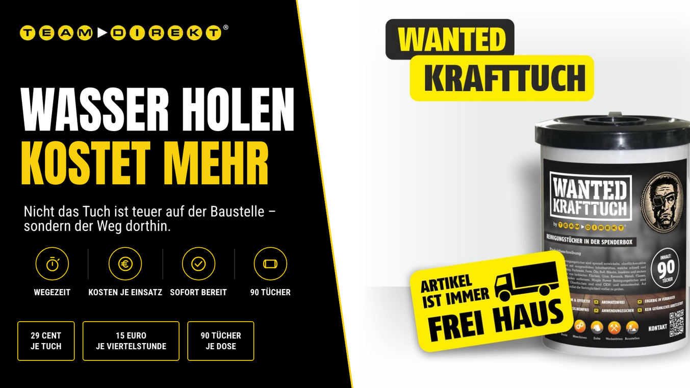 Rechnung: 29 Cent je Tuch, 15 Euro je Viertelstunde Wegezeit, 90 Tücher je Dose — nicht das Tuch ist teuer, sondern der Weg zum Wasser