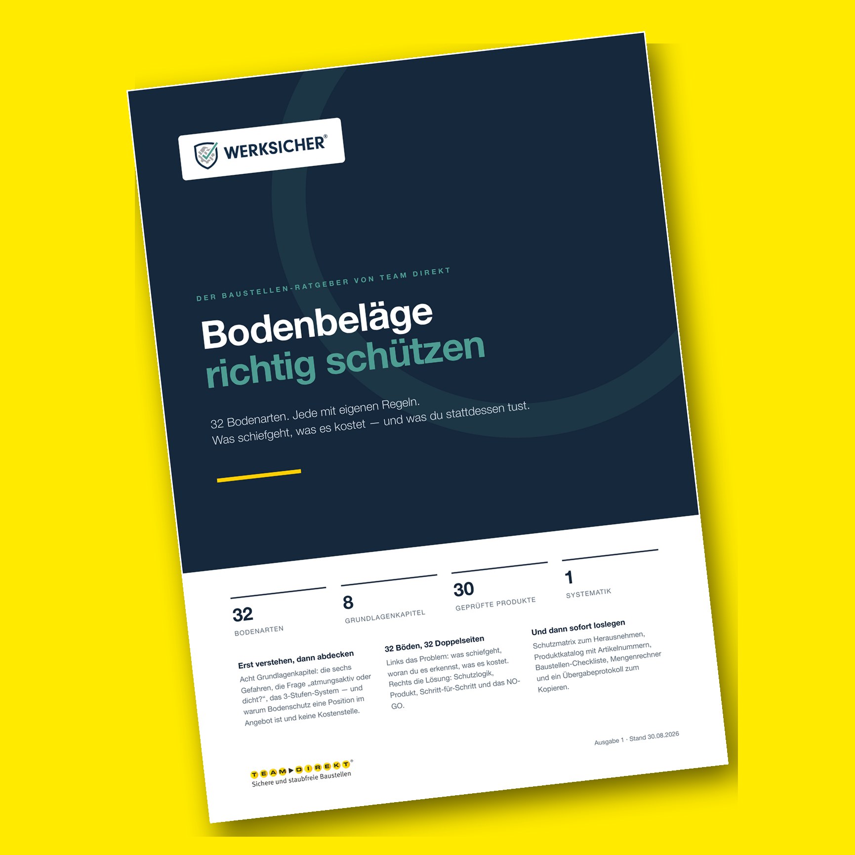 Cover des WERKSICHER-Ratgebers Bodenbeläge richtig schützen von Team Direkt