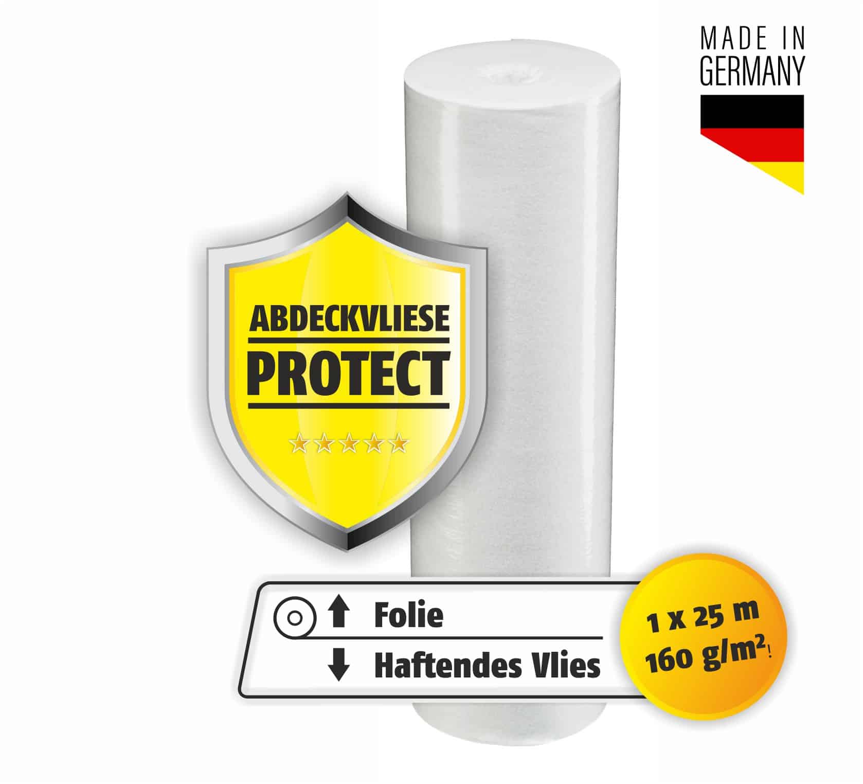 PROTECT Haftliner Premium selbsthaftendes Abdeckvlies 1 x 25 Meter 160 g/m²